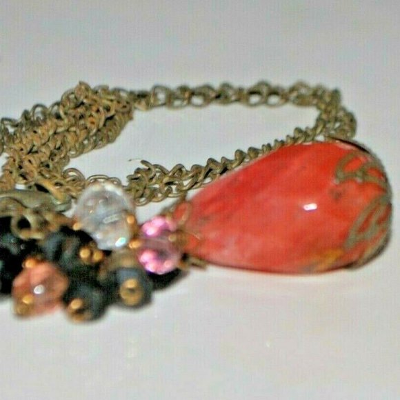 Faceted Cherry Quartz Necklace Crystal Cluster - Picture 9 of 9
